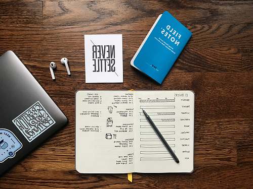 business card Apple AirPods near MacBook text